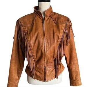 Wilsons Leather Brown Suede Fringe Jacket